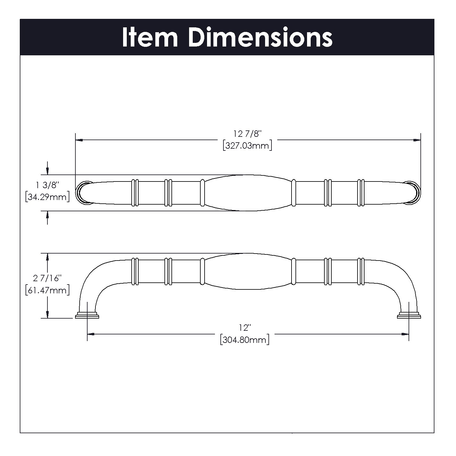 Hickory Hardware Williamsburg Appliance Pull 12 Inch Center to Center Hickory Hardware