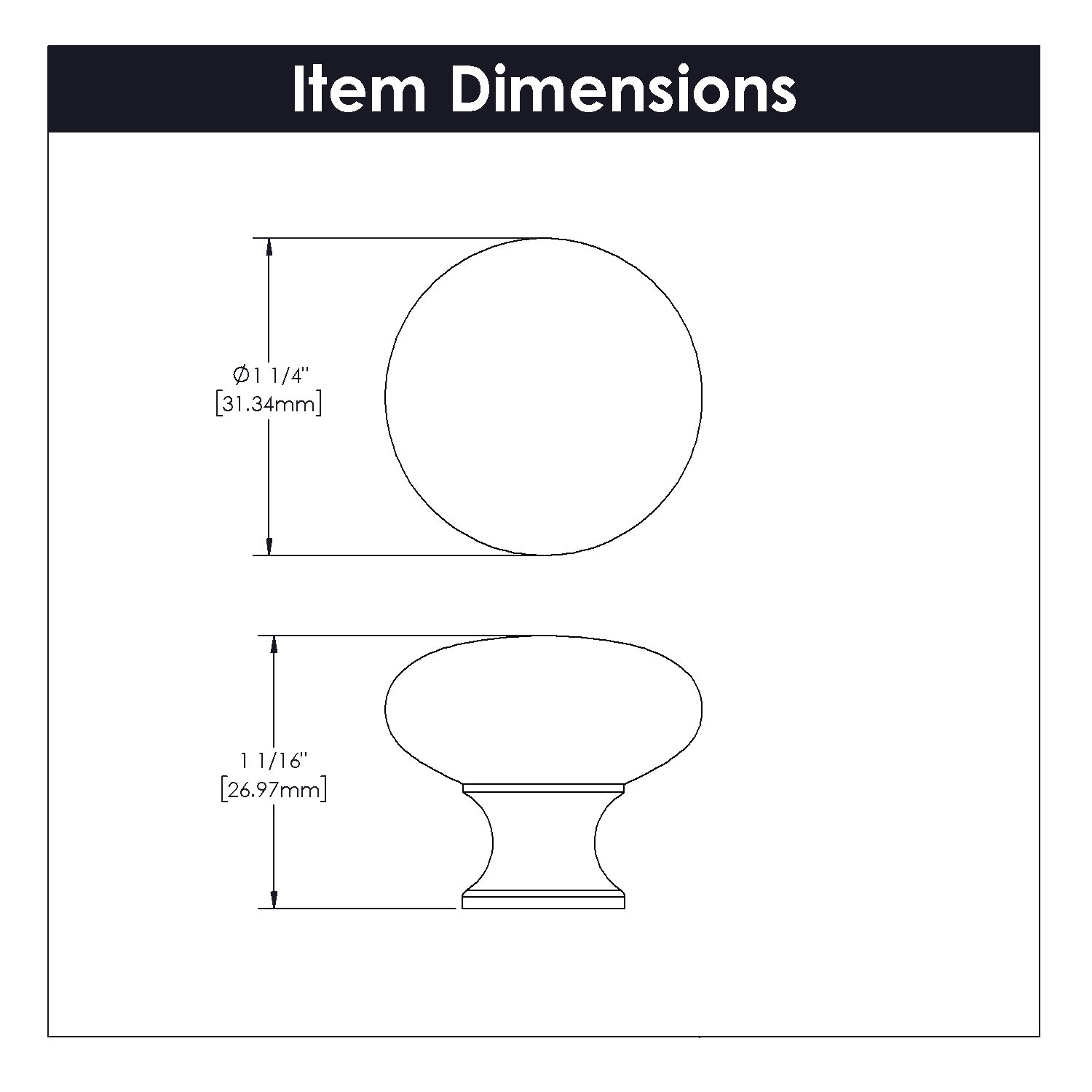 Hickory Hardware Cottage Knob 1-1/4 Inch Diameter Hickory Hardware