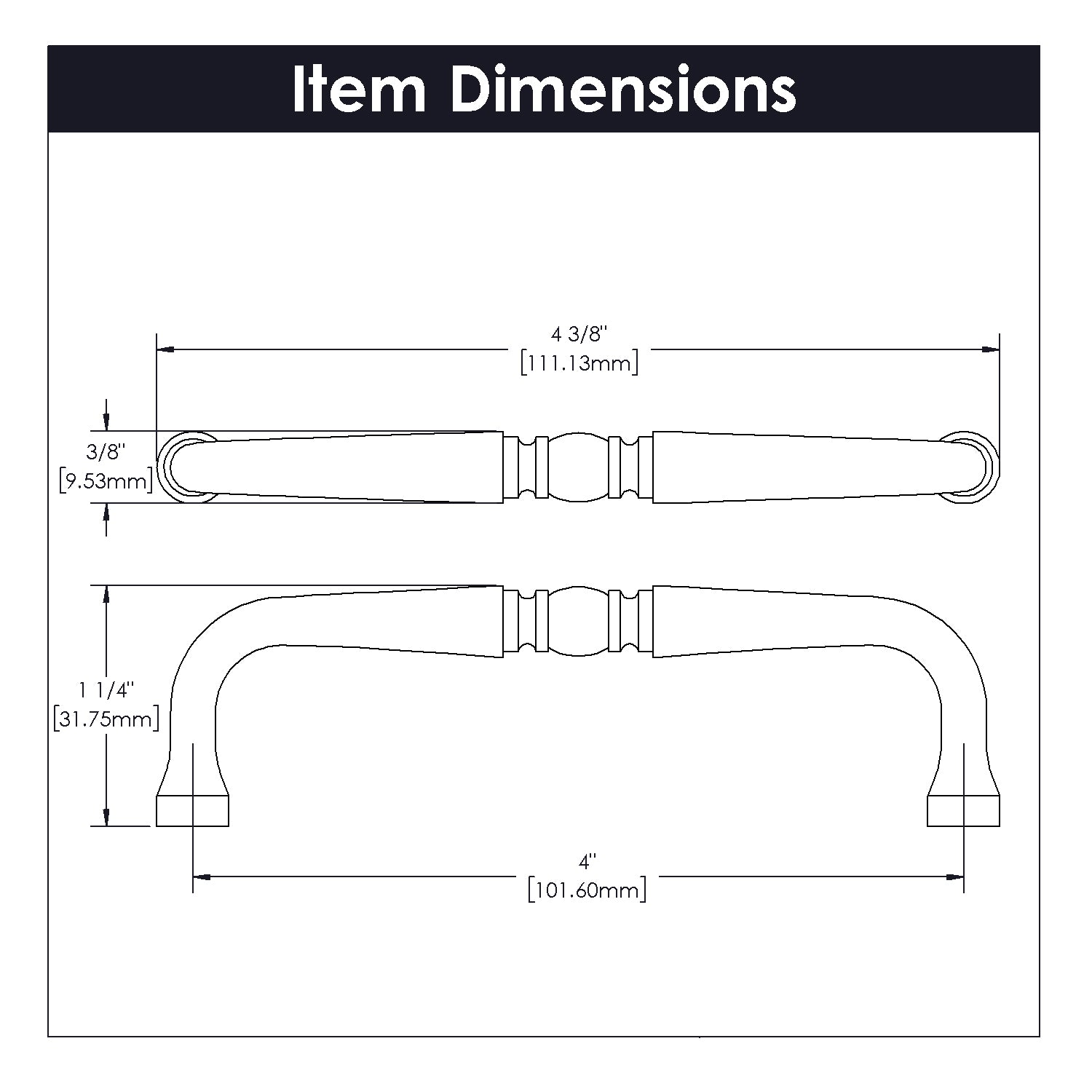 Hickory Hardware Williamsburg Pull 4 Inch Center to Center Hickory Hardware