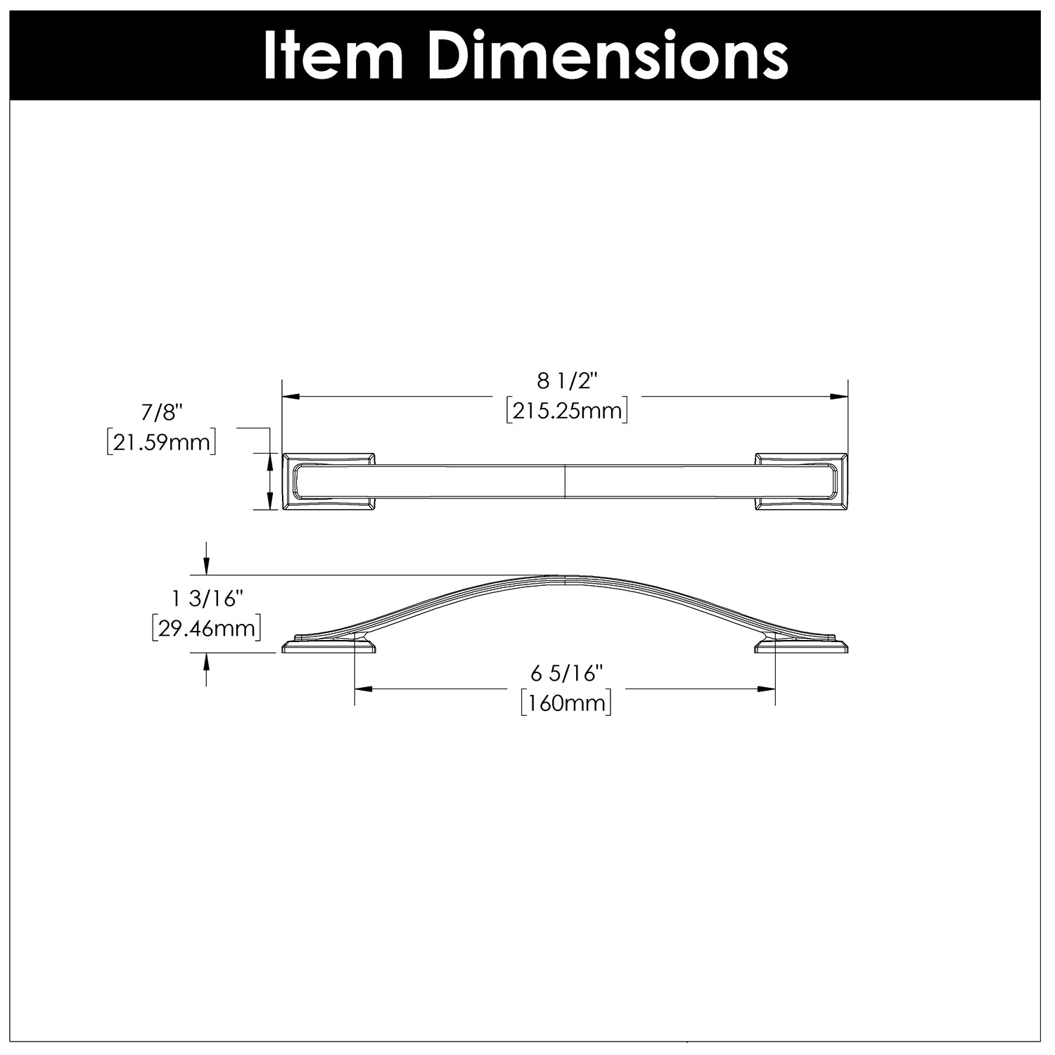 Hickory Hardware Dover Pull 6-5/16 Inch (160mm) Center to Center Hickory Hardware