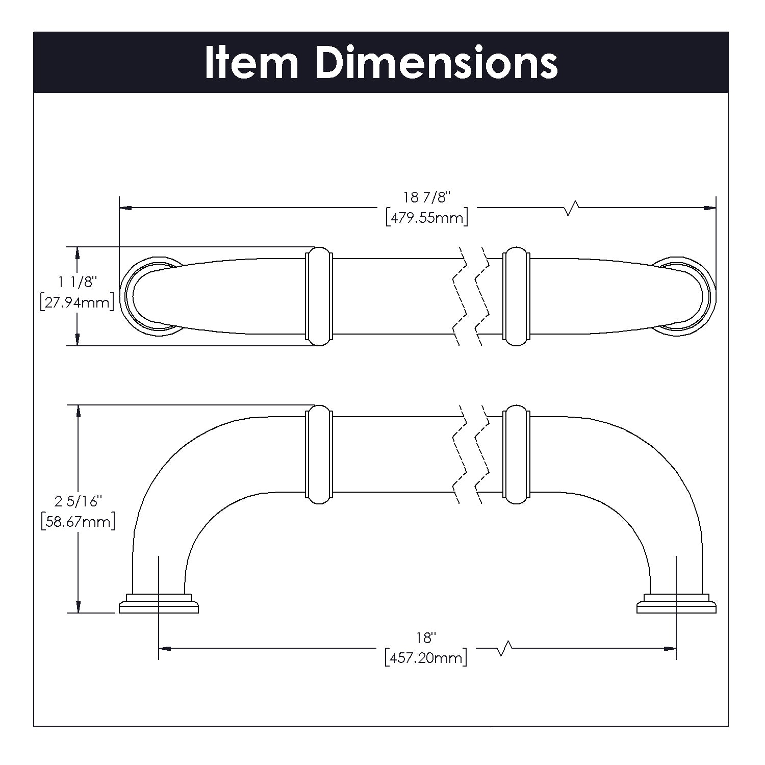 Hickory Hardware Cottage Appliance Pull 18 Inch Center to Center Hickory Hardware