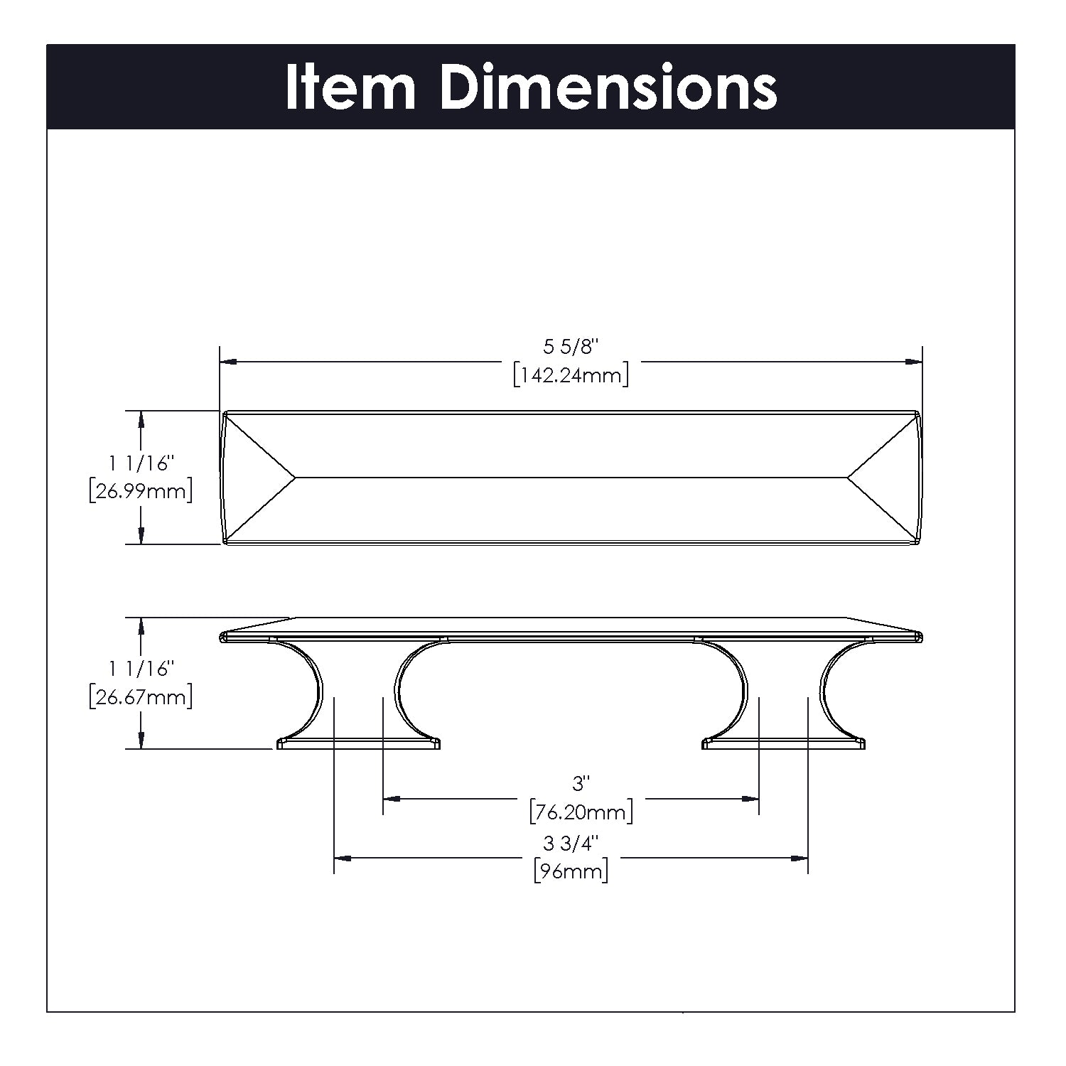 Hickory Hardware Bungalow Pull 3 Inch & 3-3/4 Inch (96mm) Center to Center Hickory Hardware
