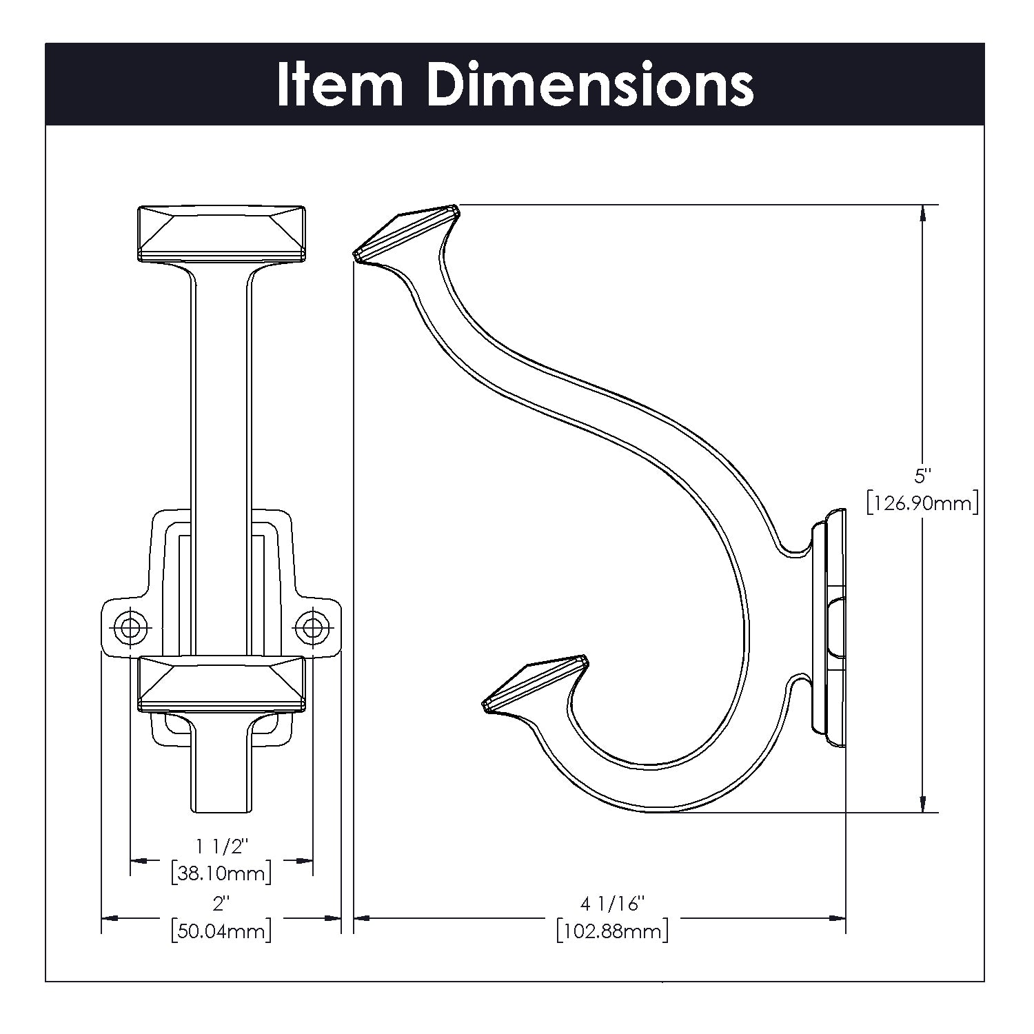 Hickory Hardware Bungalow Hook 1-1/2 Inch Center to Center Hickory Hardware
