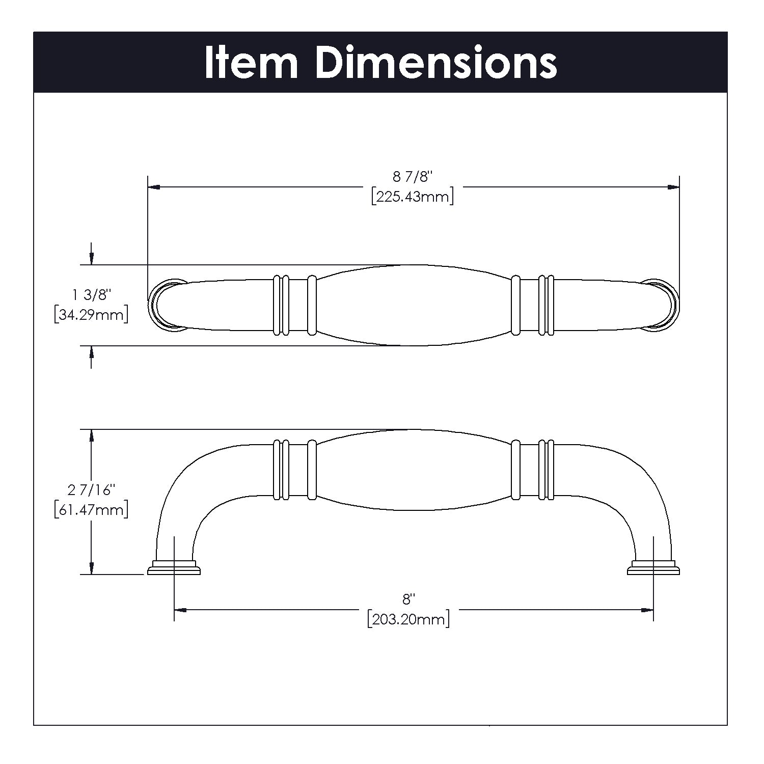 Hickory Hardware Williamsburg Appliance Pull 8 Inch Center to Center Hickory Hardware