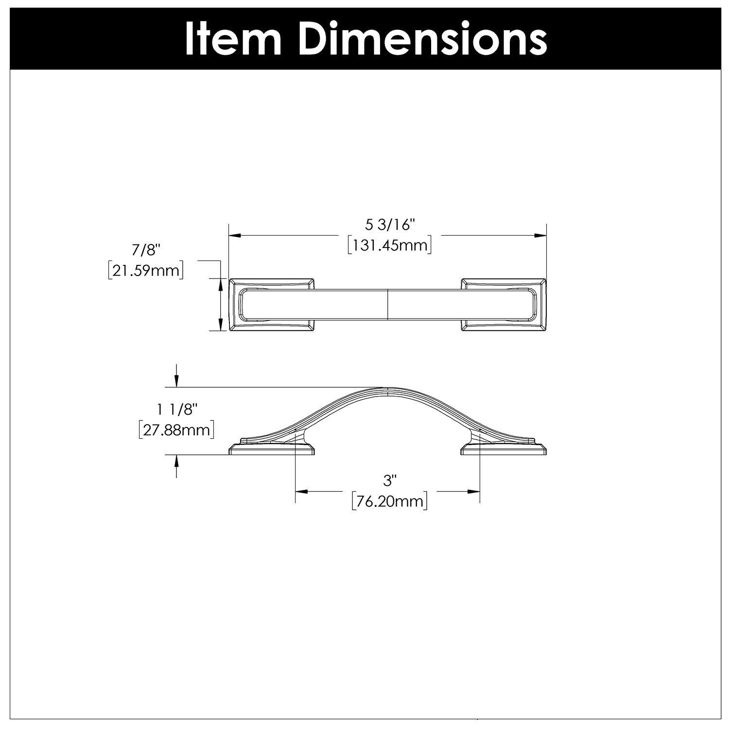 Hickory Hardware Dover Pull 3 Inch Center to Center Hickory Hardware