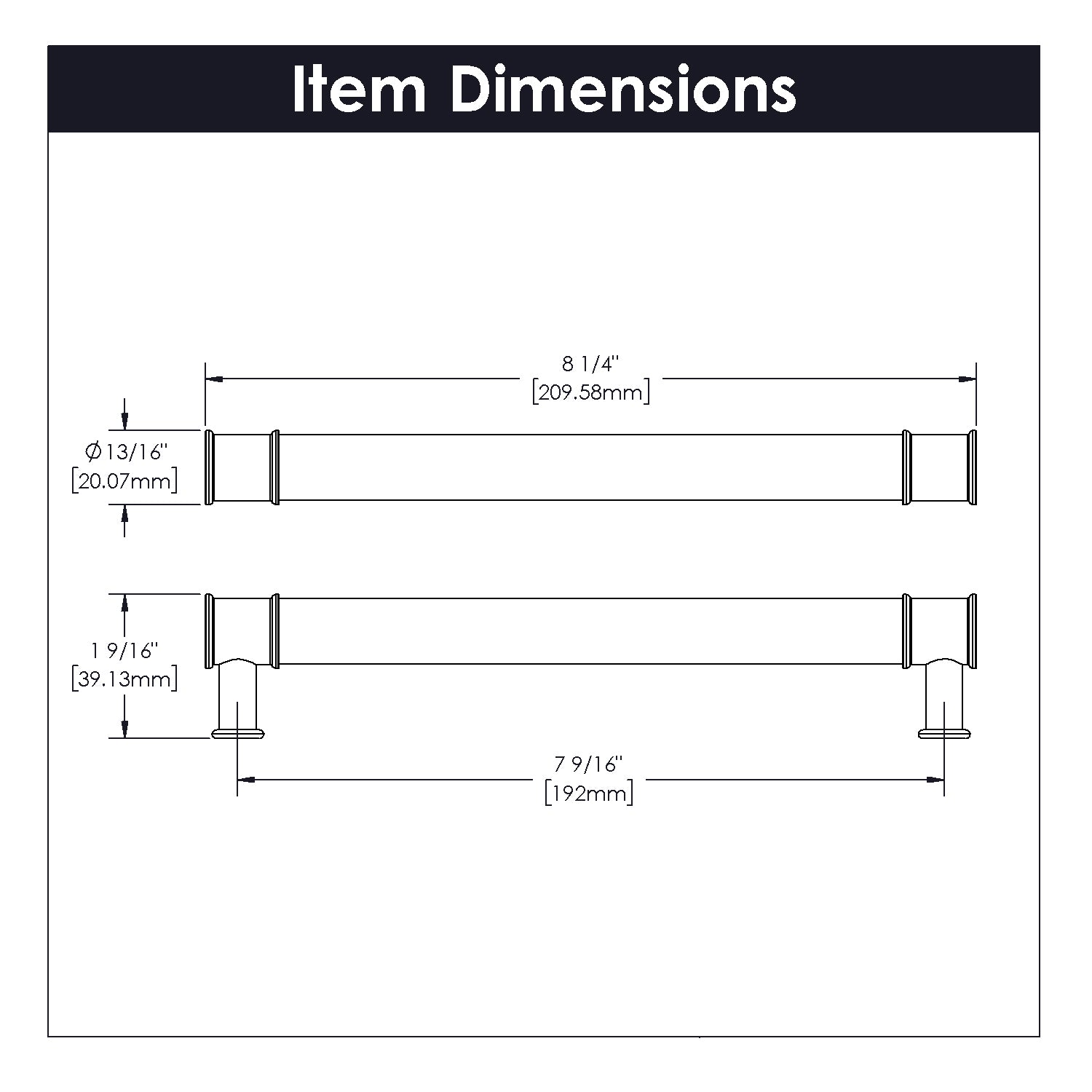 Hickory Hardware Midway Pull 7-9/16 Inch (192mm) Center to Center Hickory Hardware