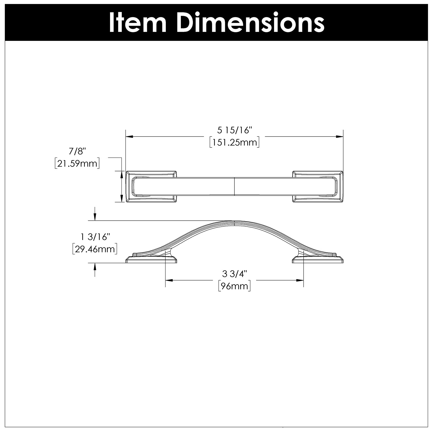 Hickory Hardware Dover Pull 3-3/4 Inch (96mm) Center to Center Hickory Hardware