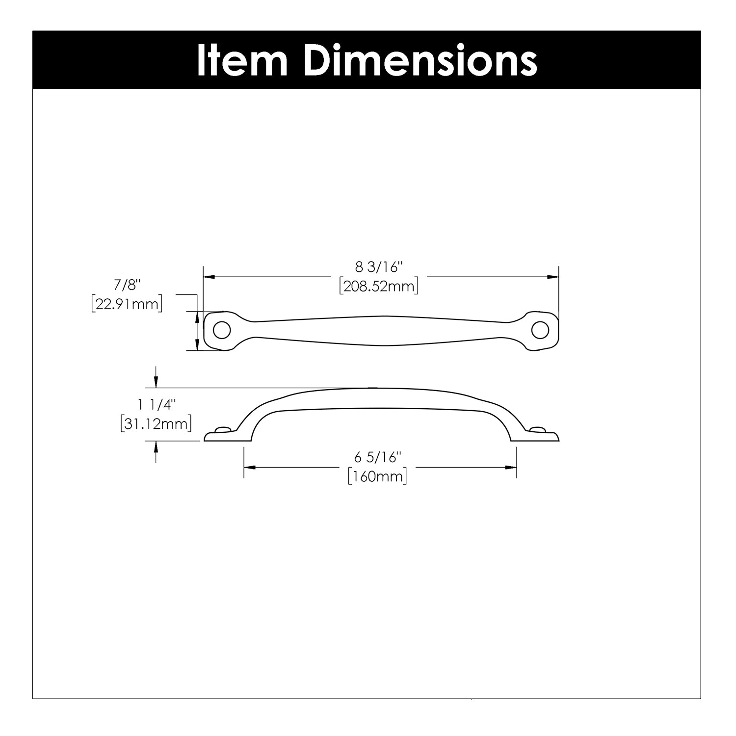 Hickory Hardware Refined Rustic Pull 6-5/16 Inch (160mm) Center to Center Hickory Hardware