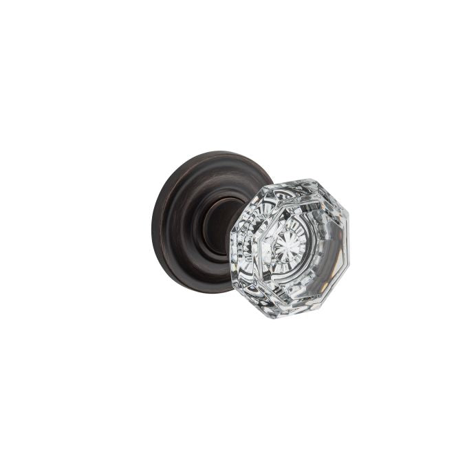 Baldwin Crystal Knob Passage with Traditional Square Rose with 6AL Latch and Dual Strike Baldwin Reserve