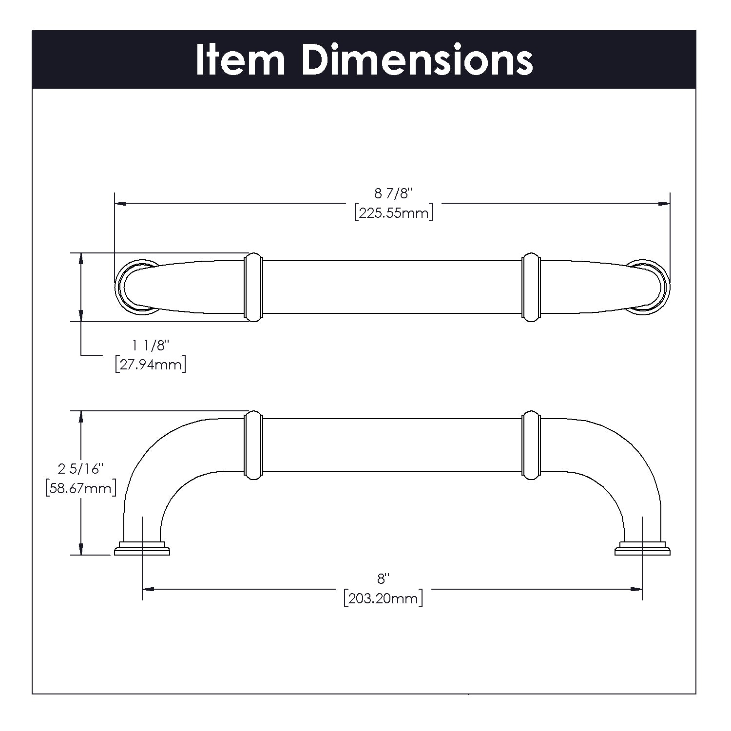 Hickory Hardware Cottage Appliance Pull 8 Inch Center to Center Hickory Hardware