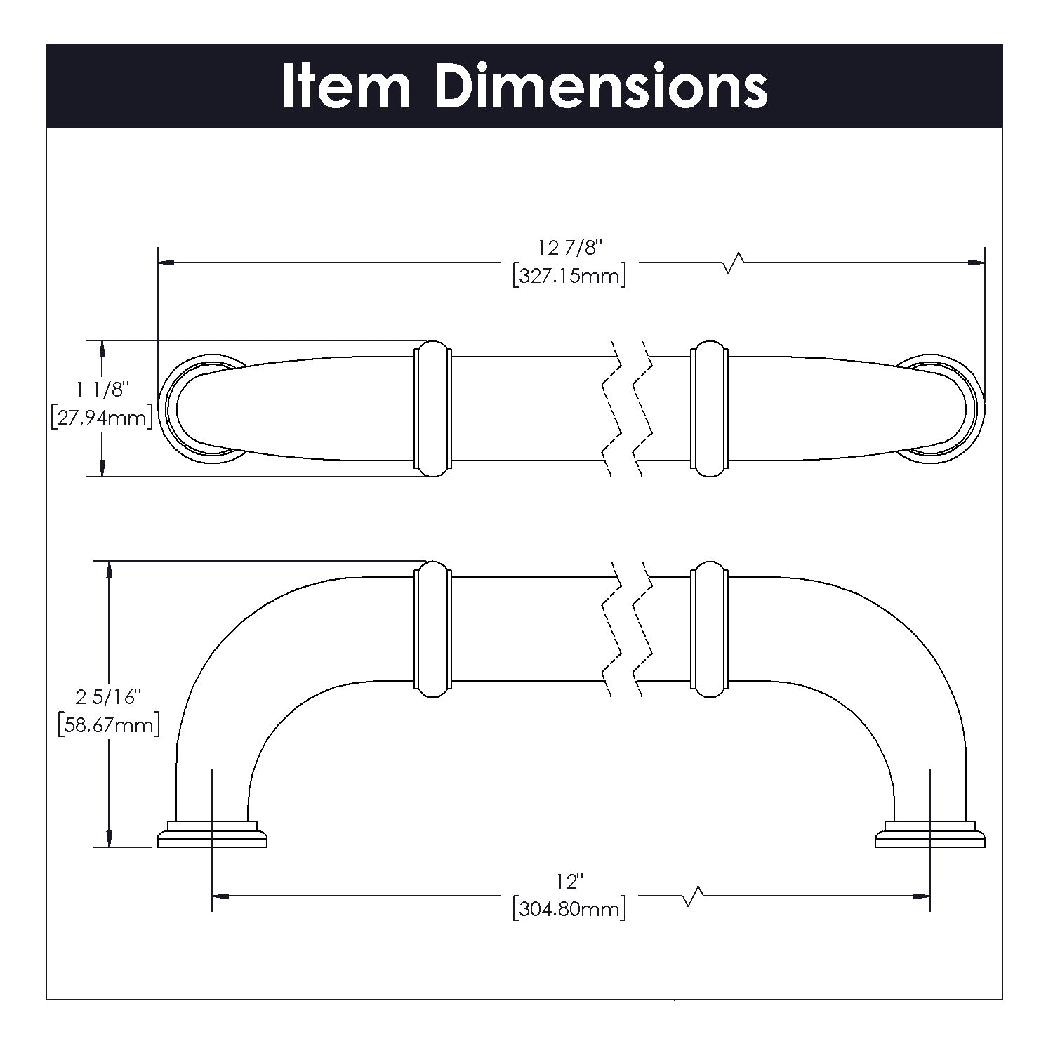 Hickory Hardware Cottage Appliance Pull 12 Inch Center to Center Hickory Hardware