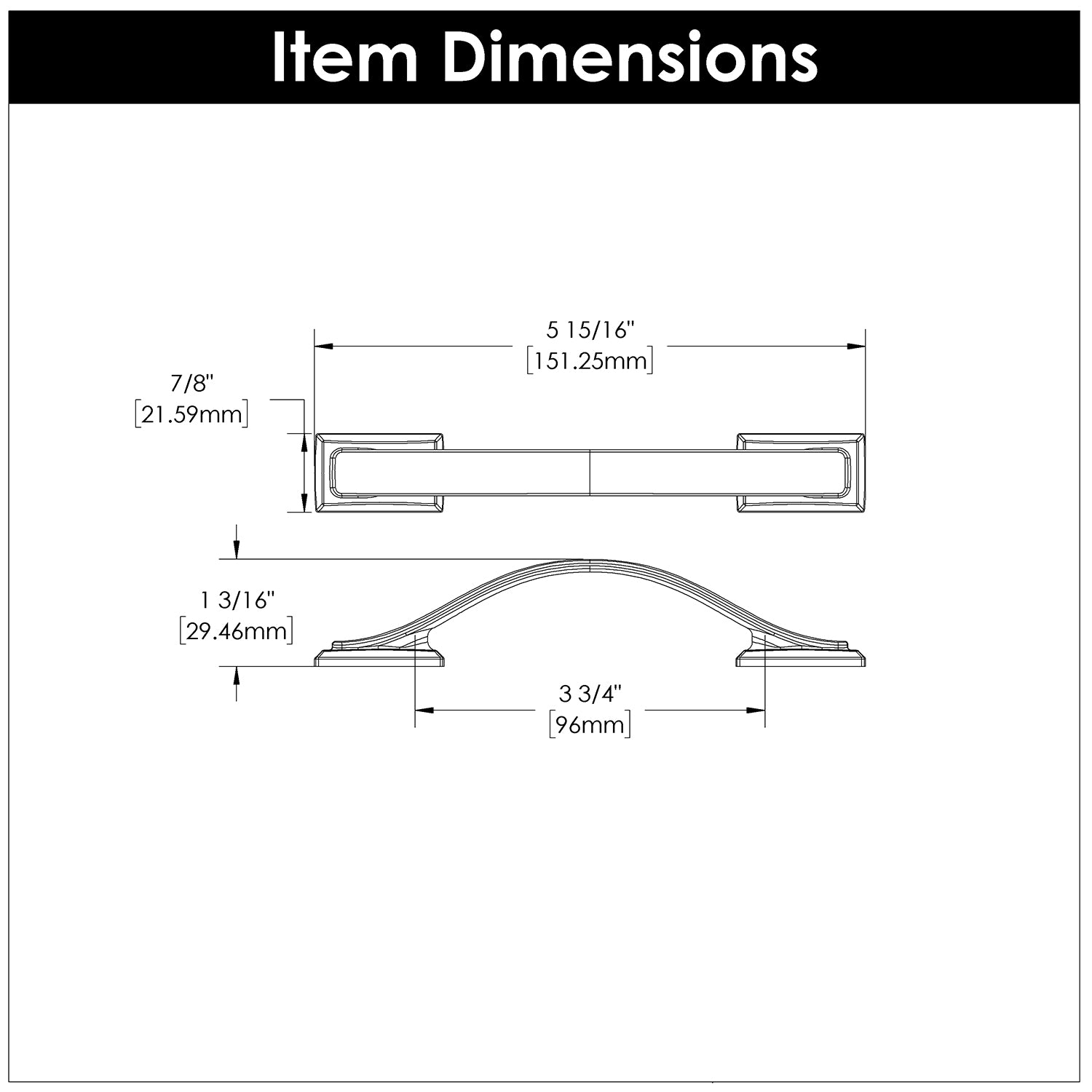 Hickory Hardware Dover Pull 3-3/4 Inch (96mm) Center to Center Hickory Hardware