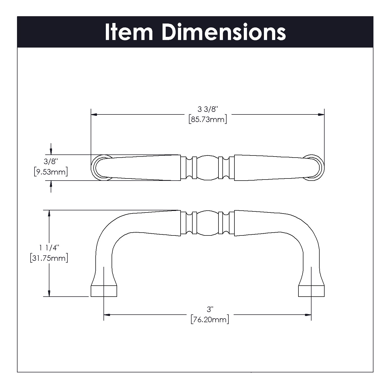 Hickory Hardware Williamsburg Pull 3 Inch Center to Center Hickory Hardware