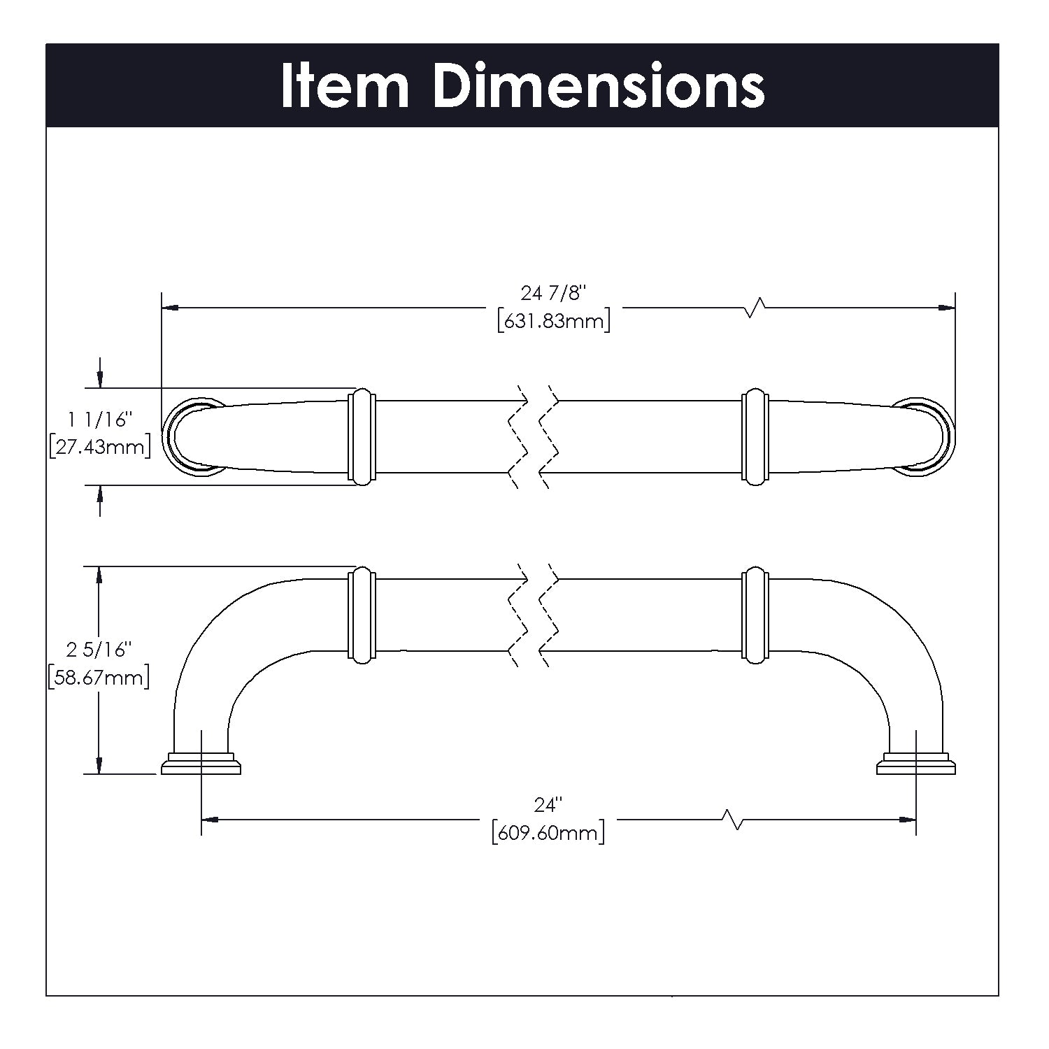 Hickory Hardware Cottage Appliance Pull 24 Inch Center to Center Hickory Hardware