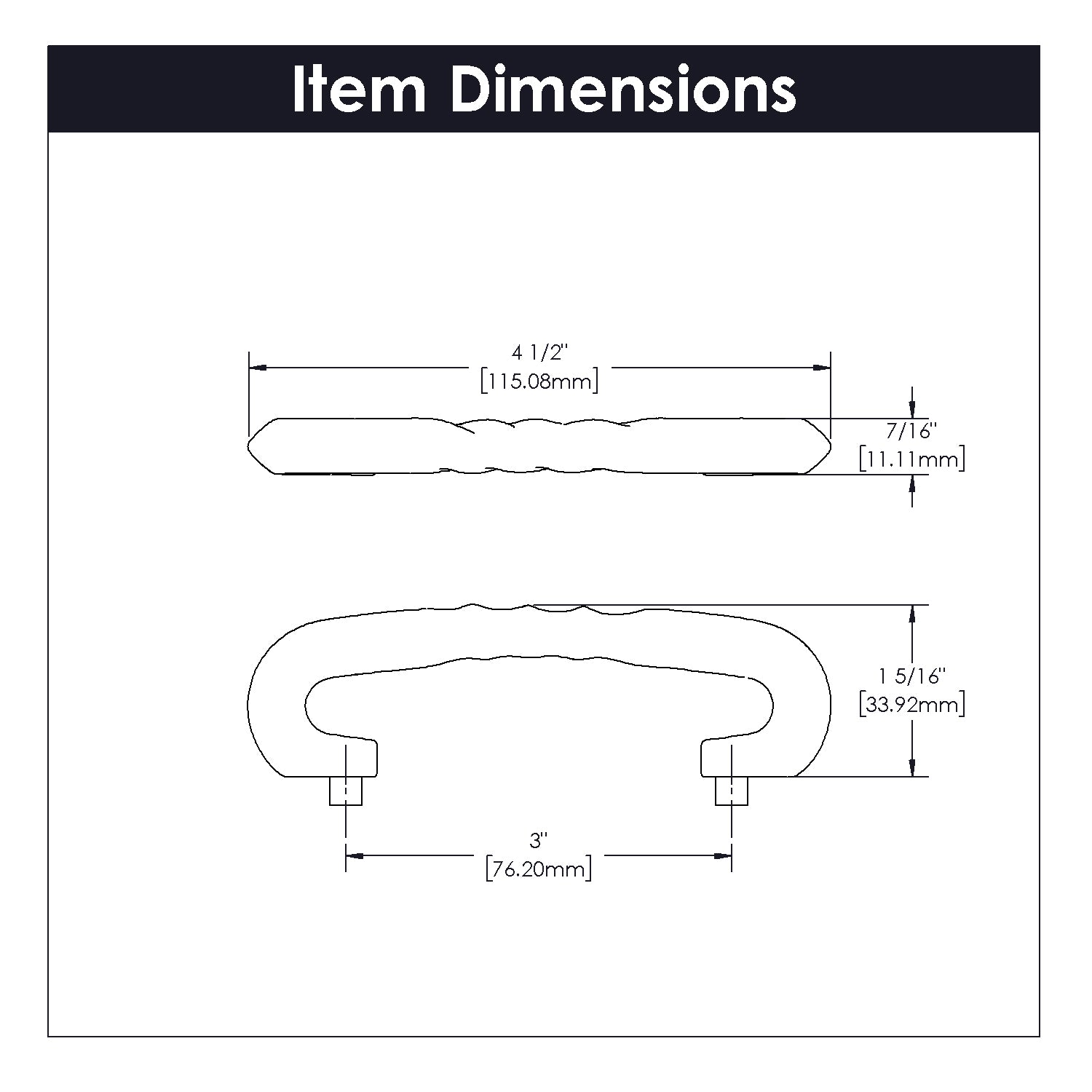 Hickory Hardware Charleston Blacksmith Pull 3 Inch Center to Center Hickory Hardware