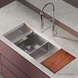 Swiss Madison Rivage 45 x 19 Dual Basin Undermount Kitchen Workstation Sink