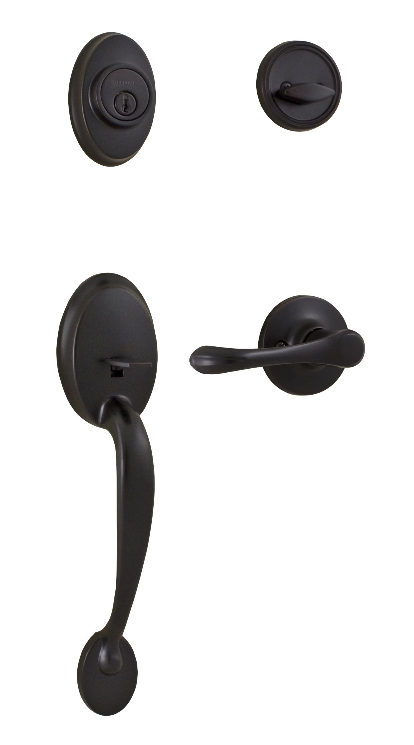Weslock Hillcrest Single Cylinder Handleset with Somerset Trim with Adjustable Latch and Round Corner Strikes Weslock