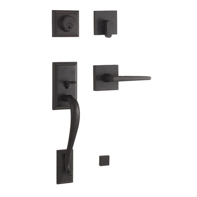 Weslock Mayo Single Cylinder Handleset with Philtower Lever Trim with Adjustable Latch and Round Corner Strikes Weslock