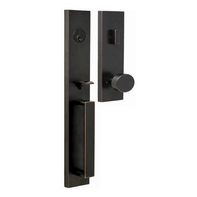 Weslock Xanthis Single Cylinder Handleset with Mesa Knob Trim with Adjustable Latch and Round and Square Corner Strikes Weslock
