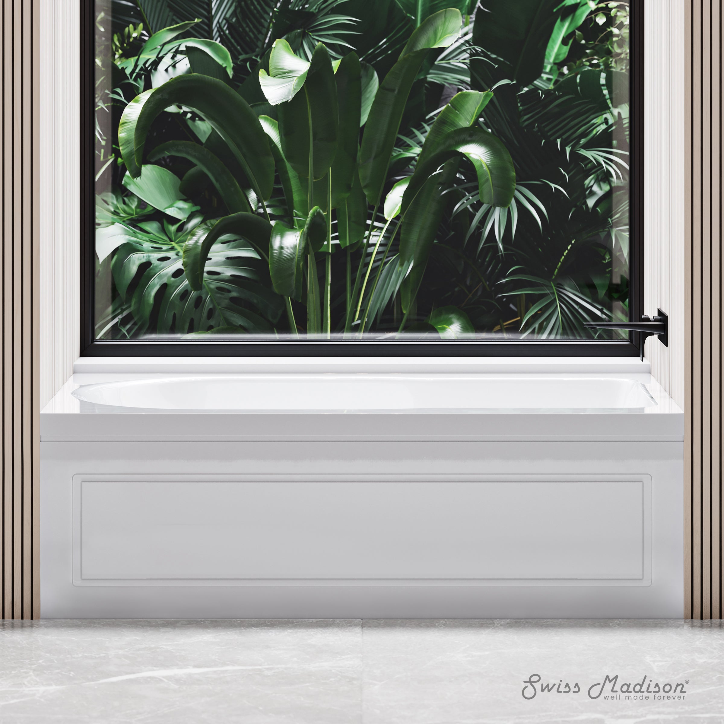 Swiss Madison Concorde 60" x 32" Acrylic Glossy White, Alcove, Integral, Apron Bathtub