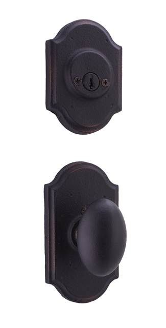 Weslock Durham Castletown Interior Double Cylinder Handleset Trim with Adjustable Latch and Round Corner Strikes Weslock