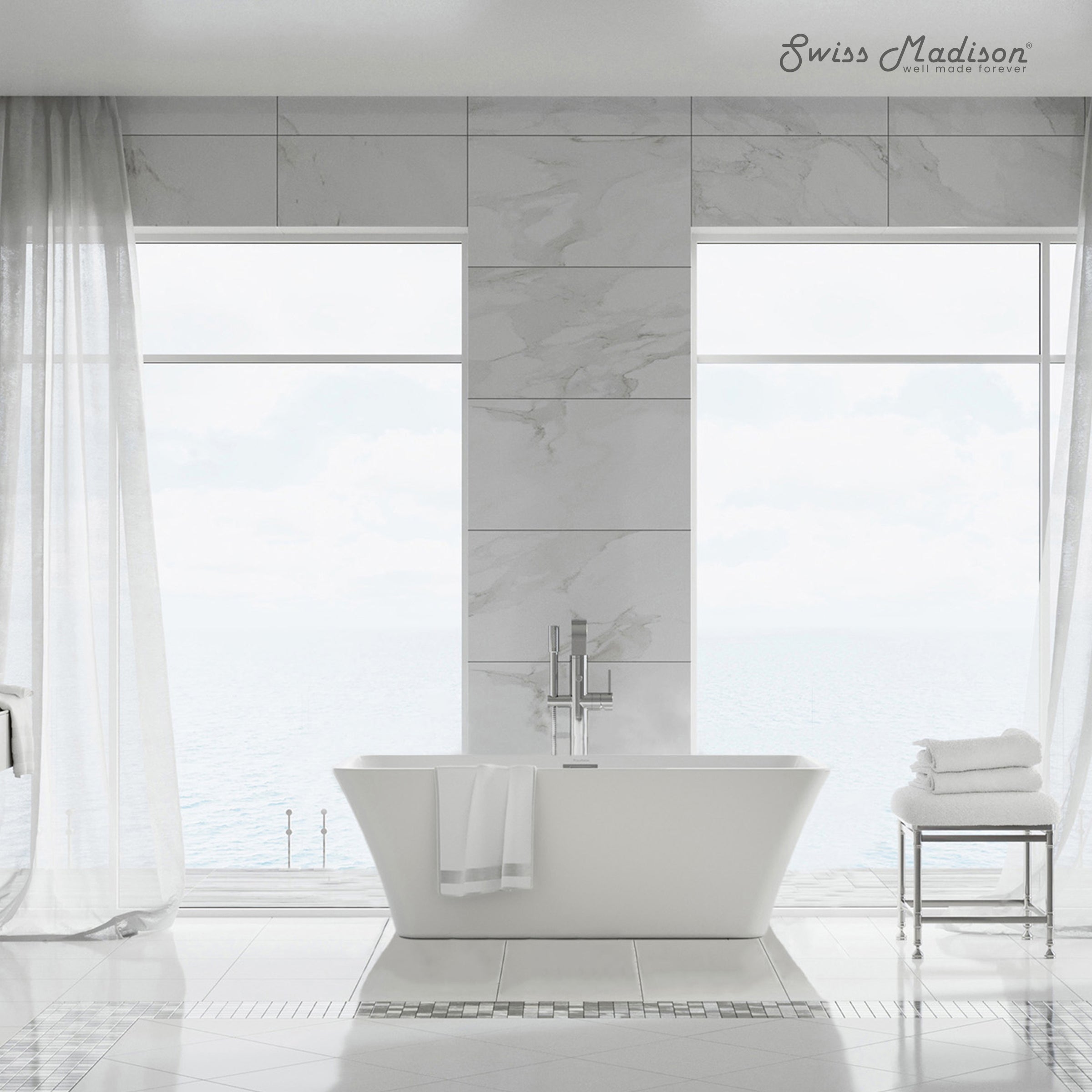Swiss Madison St. Tropez 60" Freestanding Bathtub