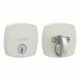 Kwikset Midtown Contemporary Low Profile Single Cylinder SmartKey Deadbolt with 6AL Latch and STRKP Strike Pack which includes Square Corner, Round Corner and 5303 Round Corner Full Lip Strikes KA3 Kwikset