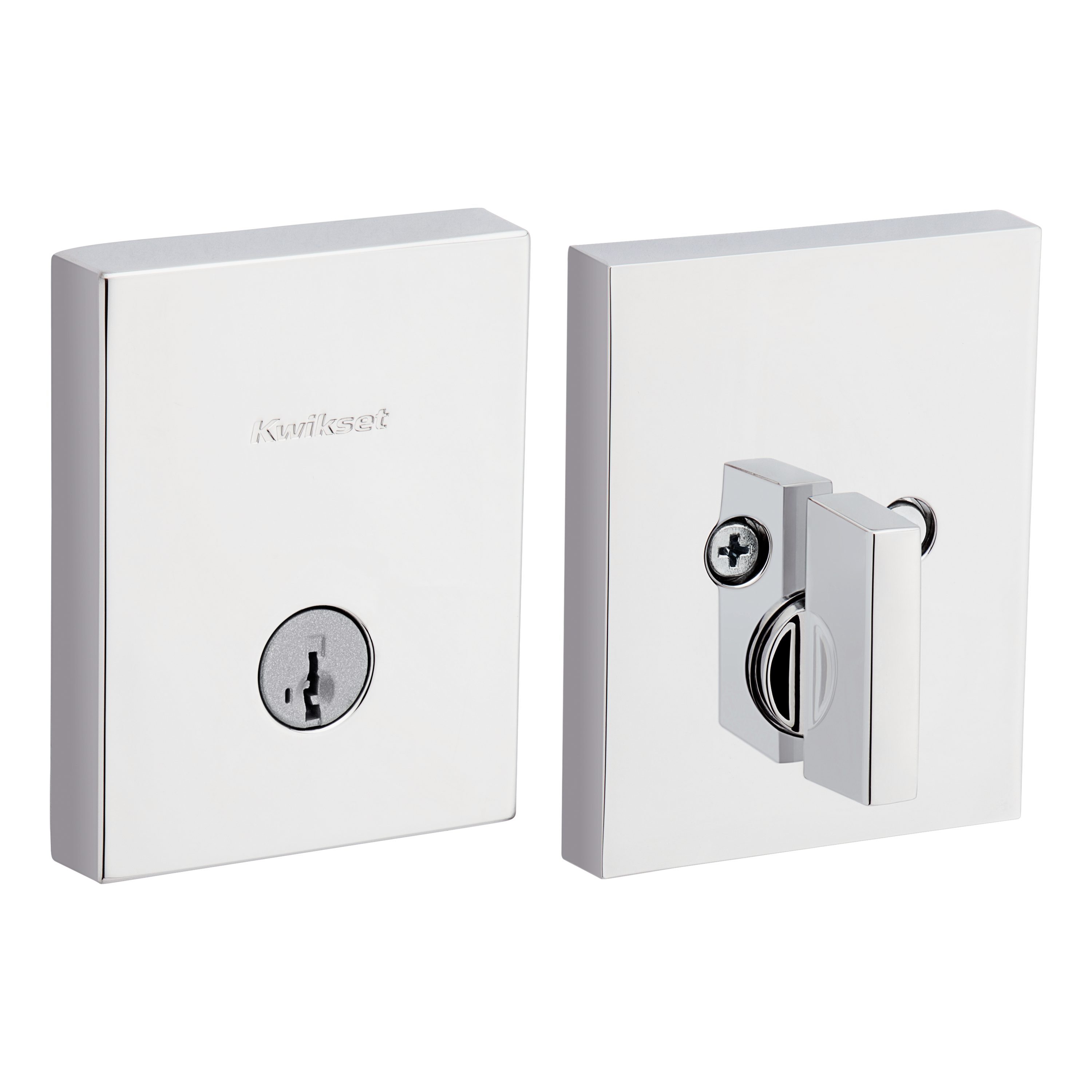 Kwikset Rectangular Contemporary Low Profile Single Cylinder SmartKey Deadbolt with 6AL Latch and STRKP Strike Pack which includes Square Corner, Round Corner and 5303 Round Corner Full Lip Strikes KA3 Kwikset