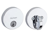 Kwikset Uptown Round Contemporary Low Profile Single Cylinder SmartKey Deadbolt with 6AL Latch and STRKP Strike Pack which includes Square Corner, Round Corner and 5303 Round Corner Full Lip Strikes KA3 Kwikset