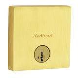 Kwikset Downtown Square Contemporary Low Profile Single Cylinder SmartKey Deadbolt with 6AL Latch and STRKP Strike Pack which includes Square Corner, Round Corner and 5303 Round Corner Full Lip Strikes KA3 Kwikset