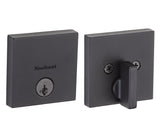Kwikset Downtown Square Contemporary Low Profile Single Cylinder SmartKey Deadbolt with 6AL Latch and STRKP Strike Pack which includes Square Corner, Round Corner and 5303 Round Corner Full Lip Strikes KA3 Kwikset