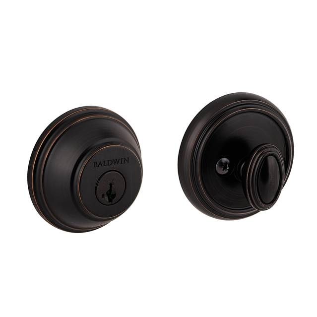 Baldwin Prestige Round Single Cylinder Deadbolt with RCAL Latch; RCS Strike; and Smart Key Baldwin Prestige