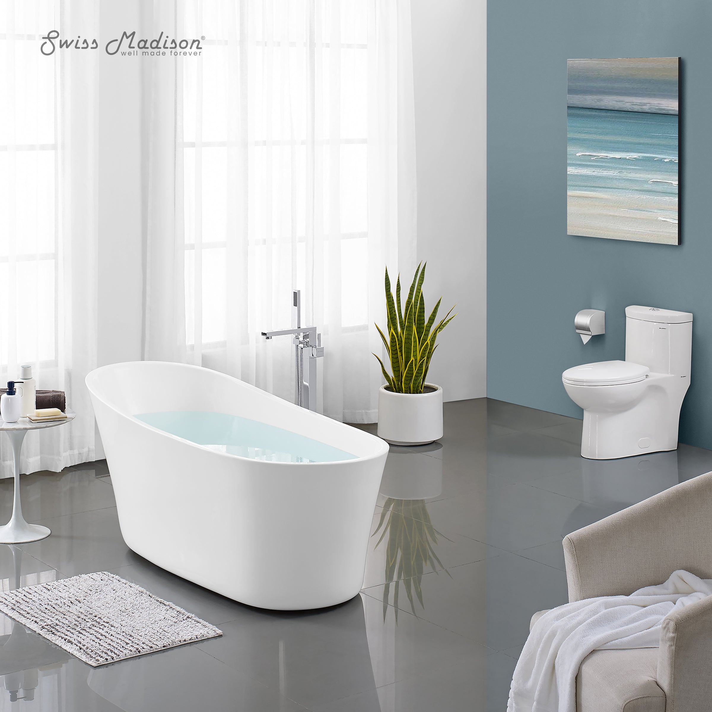 Swiss Madison Sublime 67" Single Slipper Freestanding Bathtub