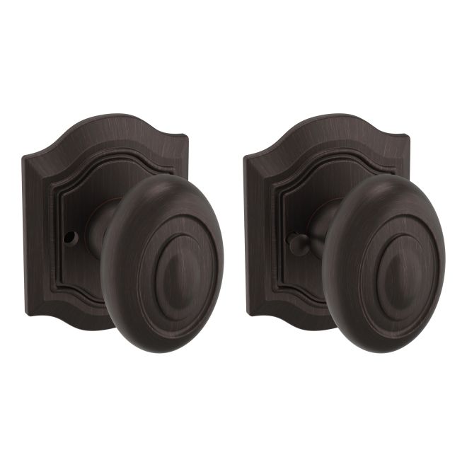 Baldwin 5077 Preconfigured 5077 Bethpage Knob with R027 Bethpage Rose Privacy Lock with 2-3/8" Backset and Full Lip Strike Baldwin Estate