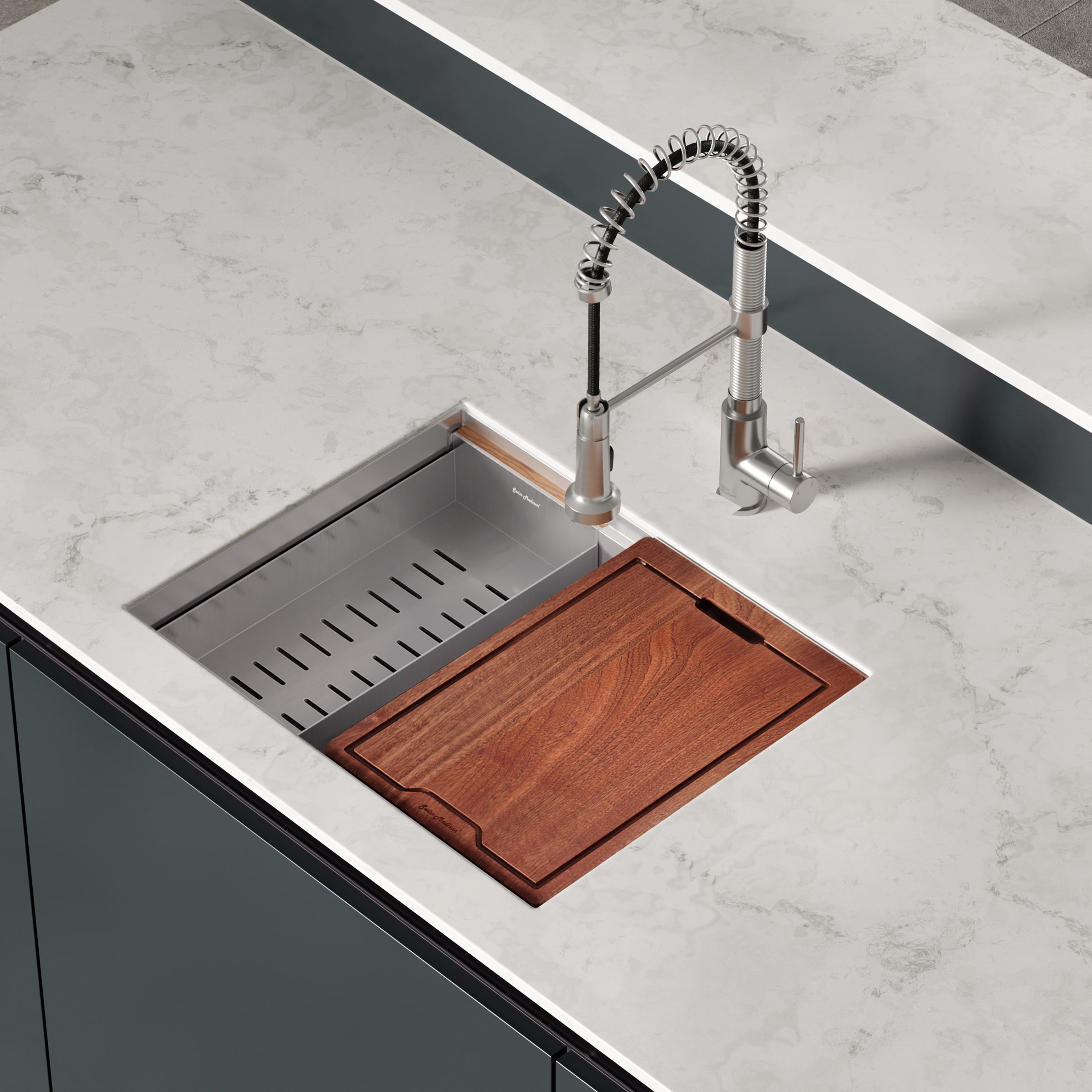 Swiss Madison Rivage 22 x 19 Single Basin Undermount Kitchen Workstation Sink