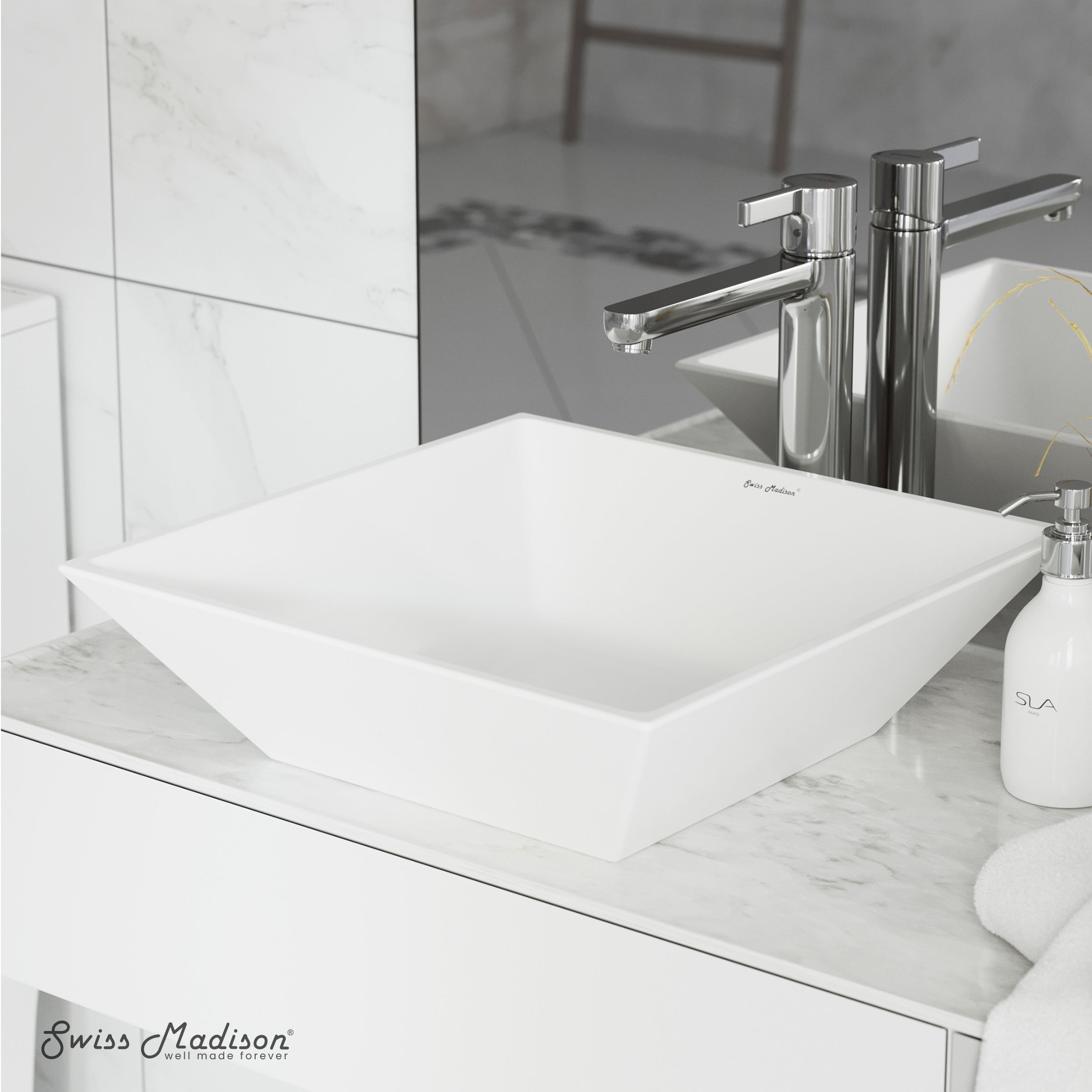 Swiss Madison St. Tropez Square Ceramic Vessel Sink