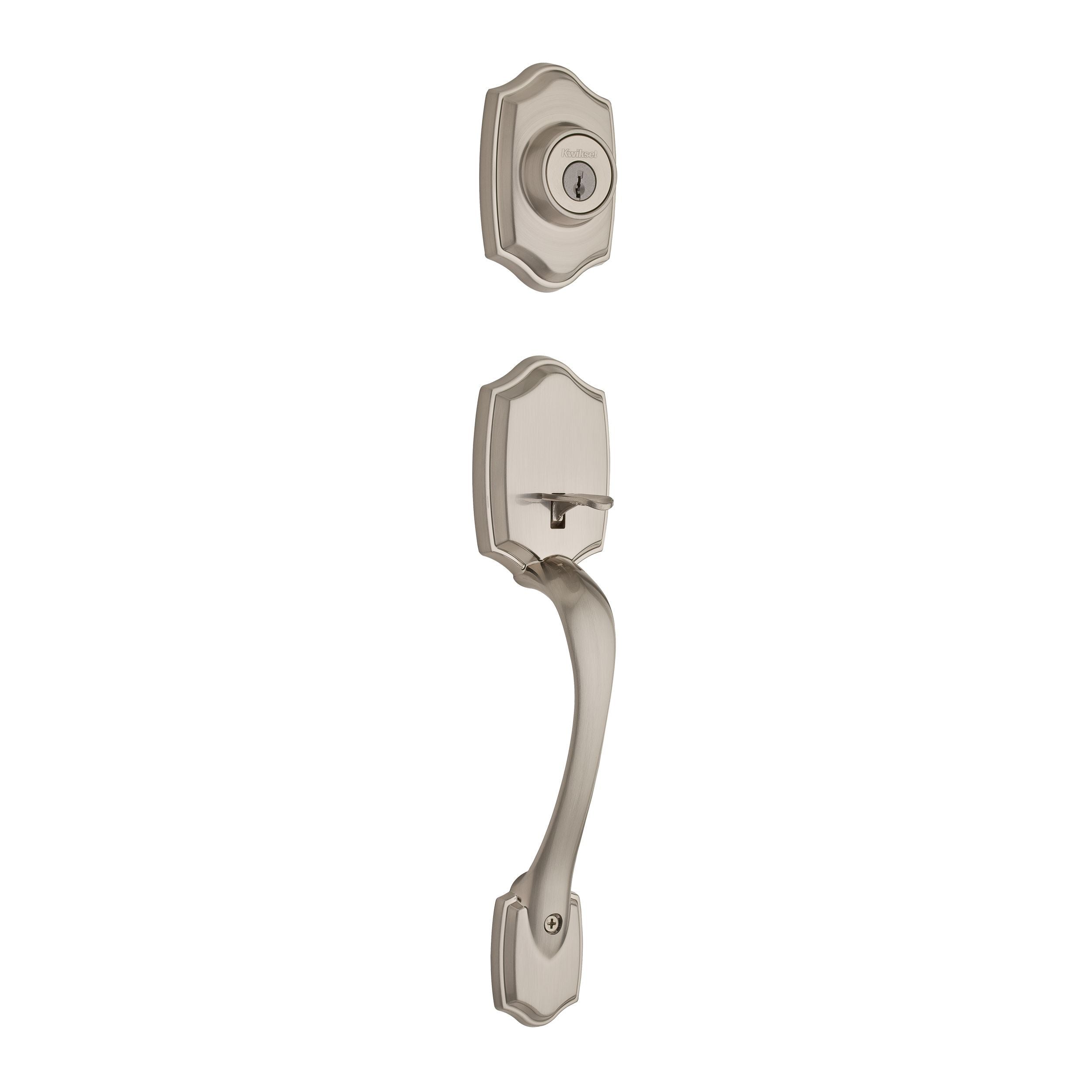 Kwikset Belleview Single Cylinder Exterior Handleset with RCAL Latch and Dual RCS and 5303 Full Lip Strike Kwikset