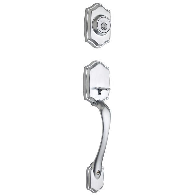 Kwikset Belleview Single Cylinder Exterior Handleset SmartKey with RCAL Latch and Dual RCS and 5303 Full Lip Strike Kwikset