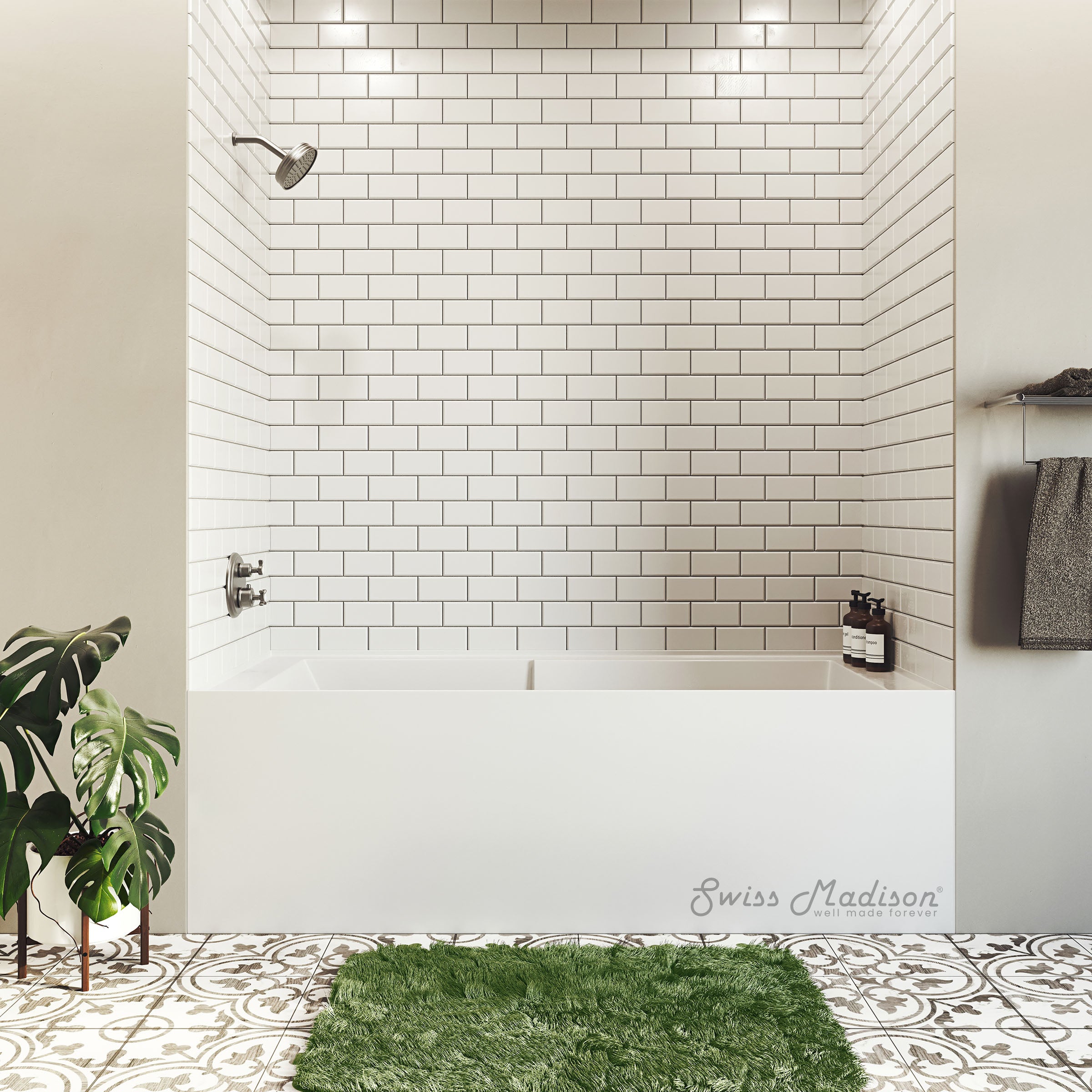 Swiss Madison Voltaire 72" x 36" Alcove Bathtub with Apron and Armrest