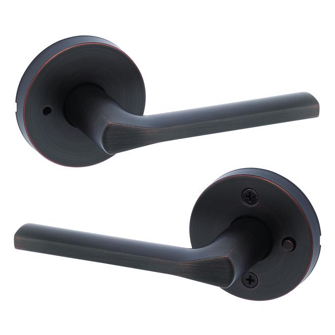 Kwikset Lisbon Lever with Round Rose Privacy Door Lock with 6AL Latch and RCS Strike Kwikset