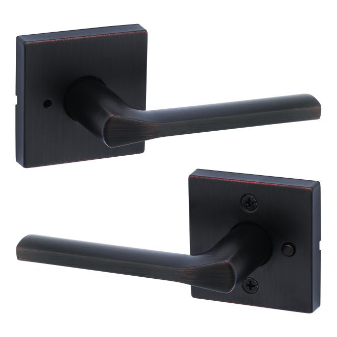 Kwikset Lisbon Lever with Square Rose Privacy Door Lock with 6AL Latch and RCS Strike Kwikset