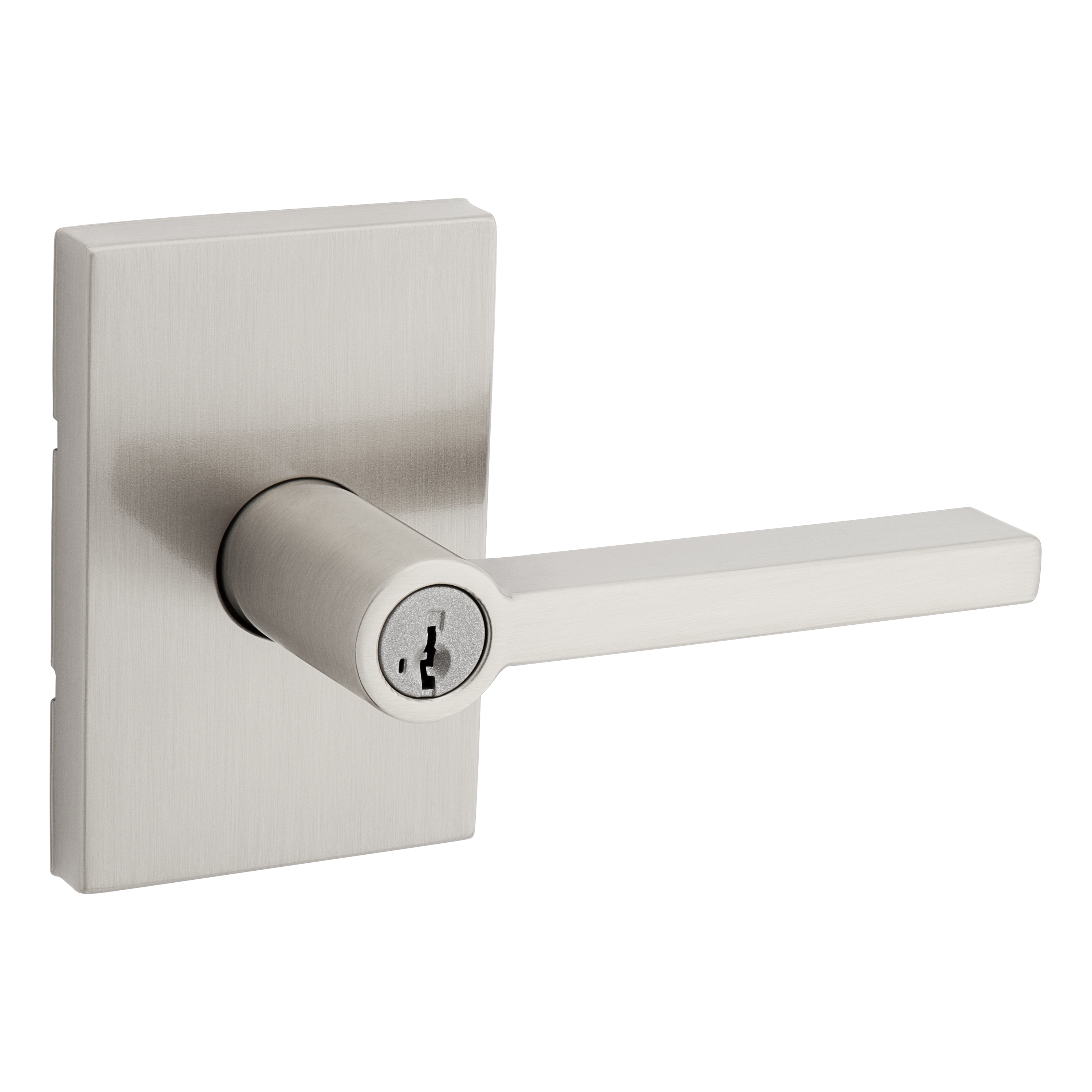 Kwikset Halifax Lever with Rectangular Rose Entry Door Lock SmartKey with 6AL Latch and RCS Strike Kwikset