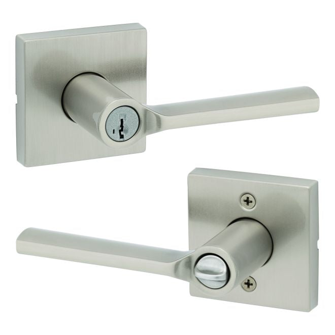Kwikset Lisbon Lever with Square Rose Entry Door Lock SmartKey with 6AL Latch and RCS Strike Kwikset