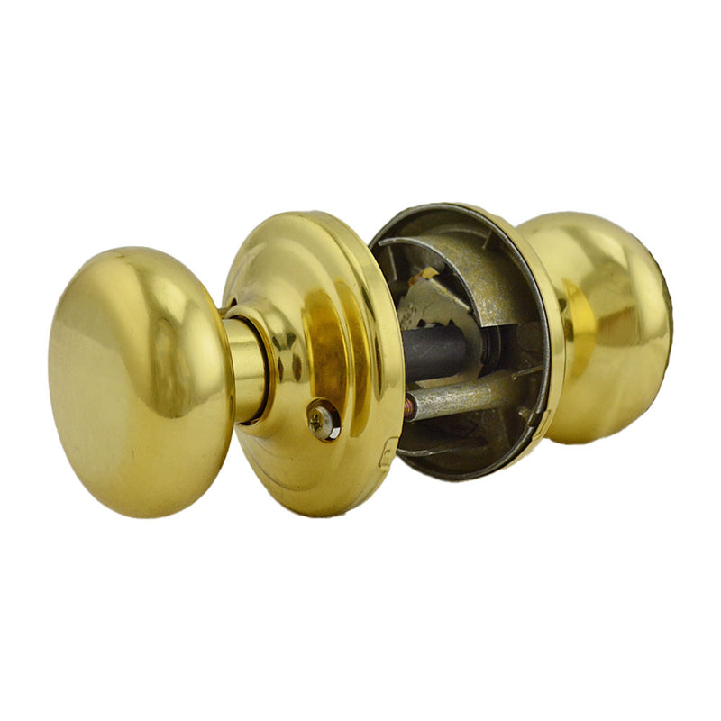 Kwikset Hancock Knob Vestibule Door Lock with 6AL Latch and RCS Strike Polished Brass Finish Kwikset