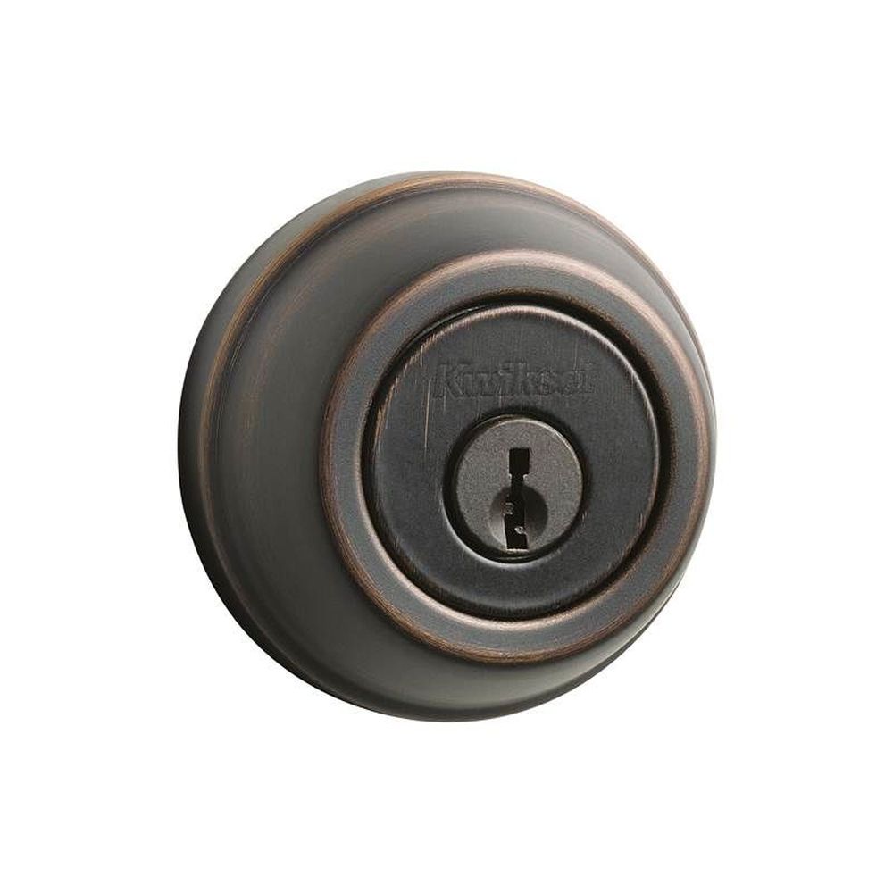 Kwikset Single Cylinder Deadbolt with 6AL Latch and STRKP Strike Pack which includes Square Corner, Round Corner and 5303 Round Corner Full Lip Strikes Kwikset