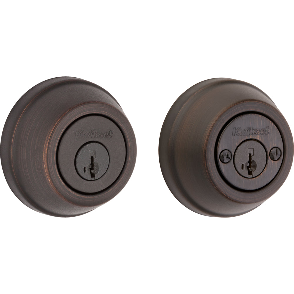 Kwikset Double Cylinder Deadbolt with 6AL Latch and STRKP Strike Pack which includes Square Corner, Round Corner and 5303 Round Corner Full Lip Strikes Kwikset