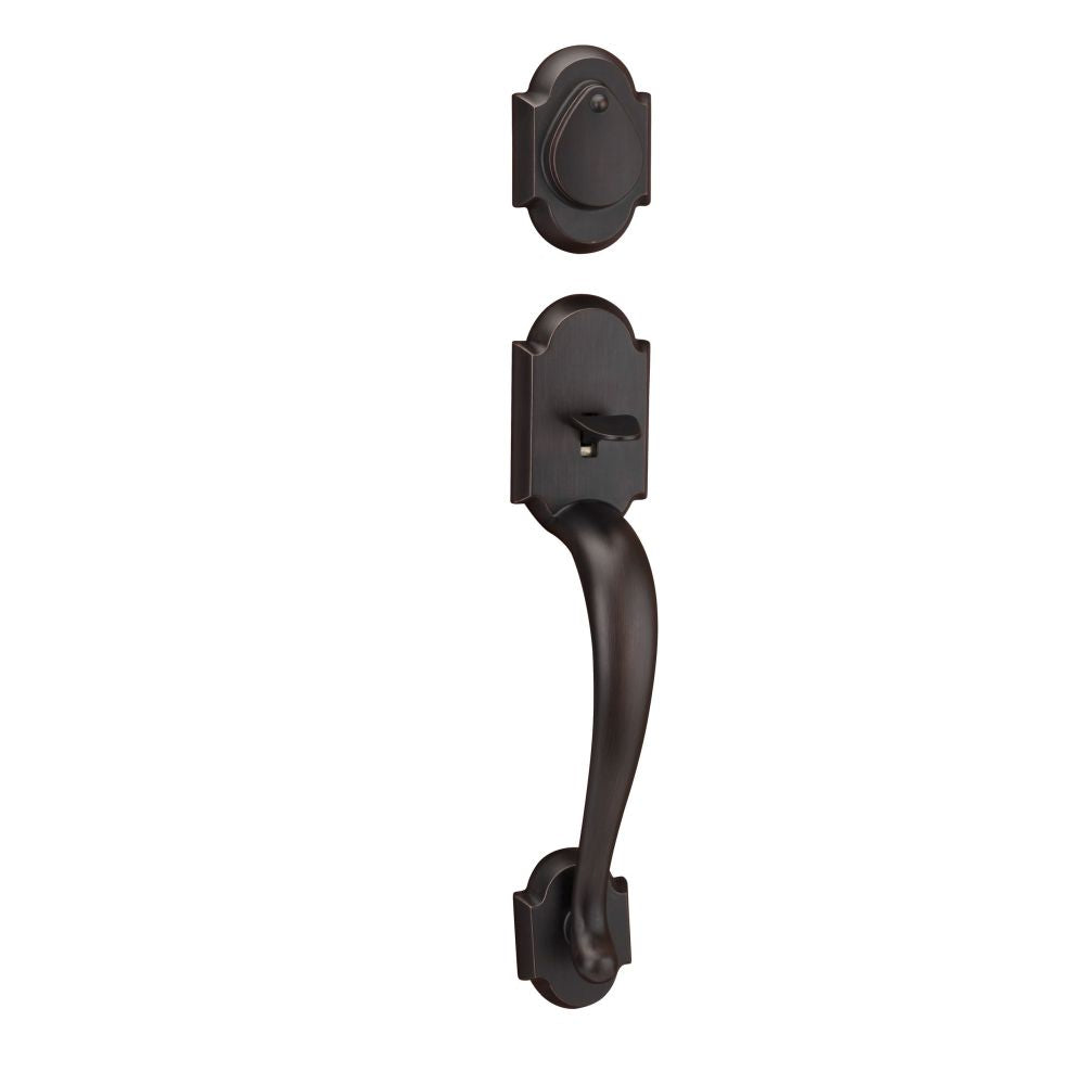 Kwikset Austin Single Cylinder Exterior Handleset SmartKey with 6AL Latch and STRKP Strike Pack which includes Square Corner, Round Corner and 5303 Round Corner Full Lip Strikes Kwikset