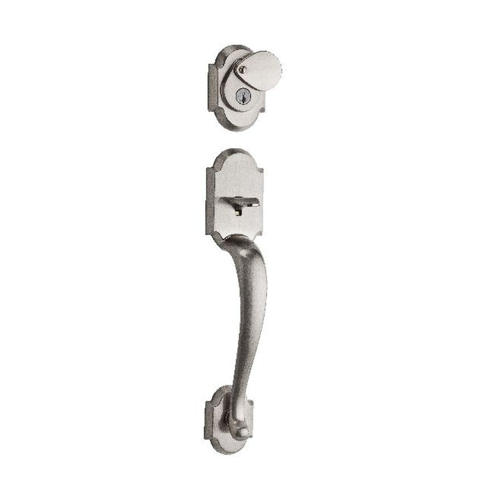 Kwikset Austin Single Cylinder Exterior Handleset SmartKey with 6AL Latch and STRKP Strike Pack which includes Square Corner, Round Corner and 5303 Round Corner Full Lip Strikes Kwikset