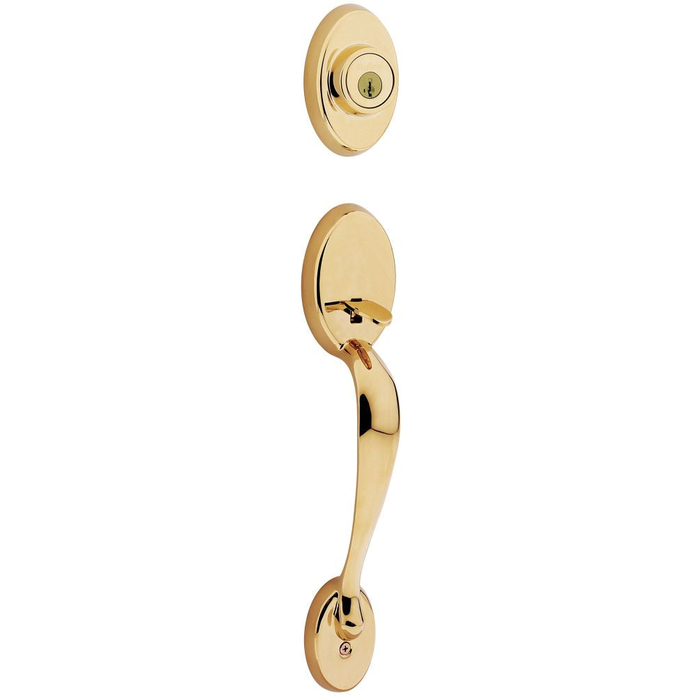 Kwikset Chelsea Single Cylinder Exterior Handleset SmartKey with 6AL Latch and STRKP Strike Pack which includes Square Corner, Round Corner and 5303 Round Corner Full Lip Strikes Kwikset