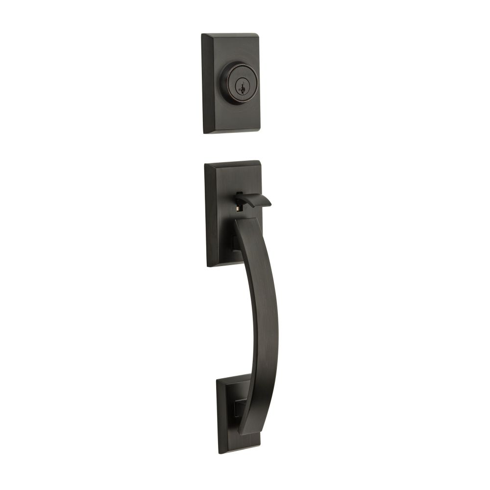 Kwikset Tavaris Single Cylinder Exterior Handleset SmartKey with 6AL Latch and STRKP Strike Pack which includes Square Corner, Round Corner and 5303 Round Corner Full Lip Strikes Kwikset